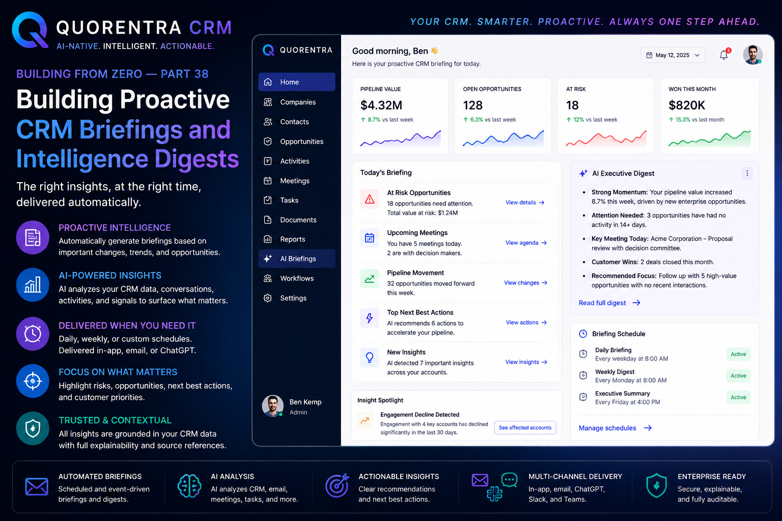 Quorentra CRM Building Proactive CRM Briefings and Intelligence Digests: Building from Zero — Part 38